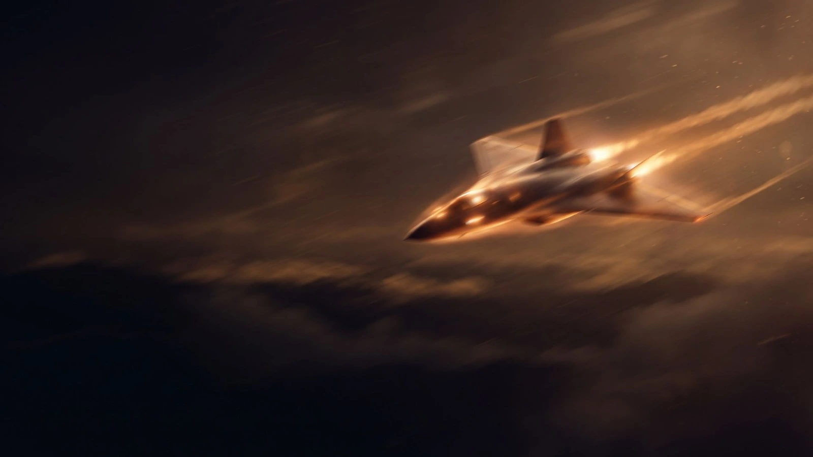 Aircraft climbing through a night sky along a glowing multiplier trajectory